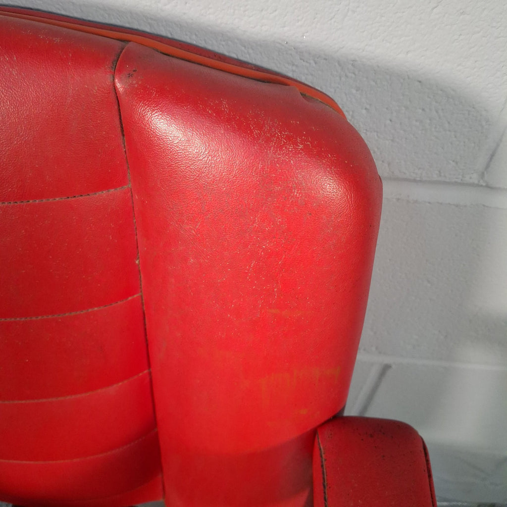 Vintage Red Vinyl Swivel Armchair | Barber Salon Style | Used | Restoration Project