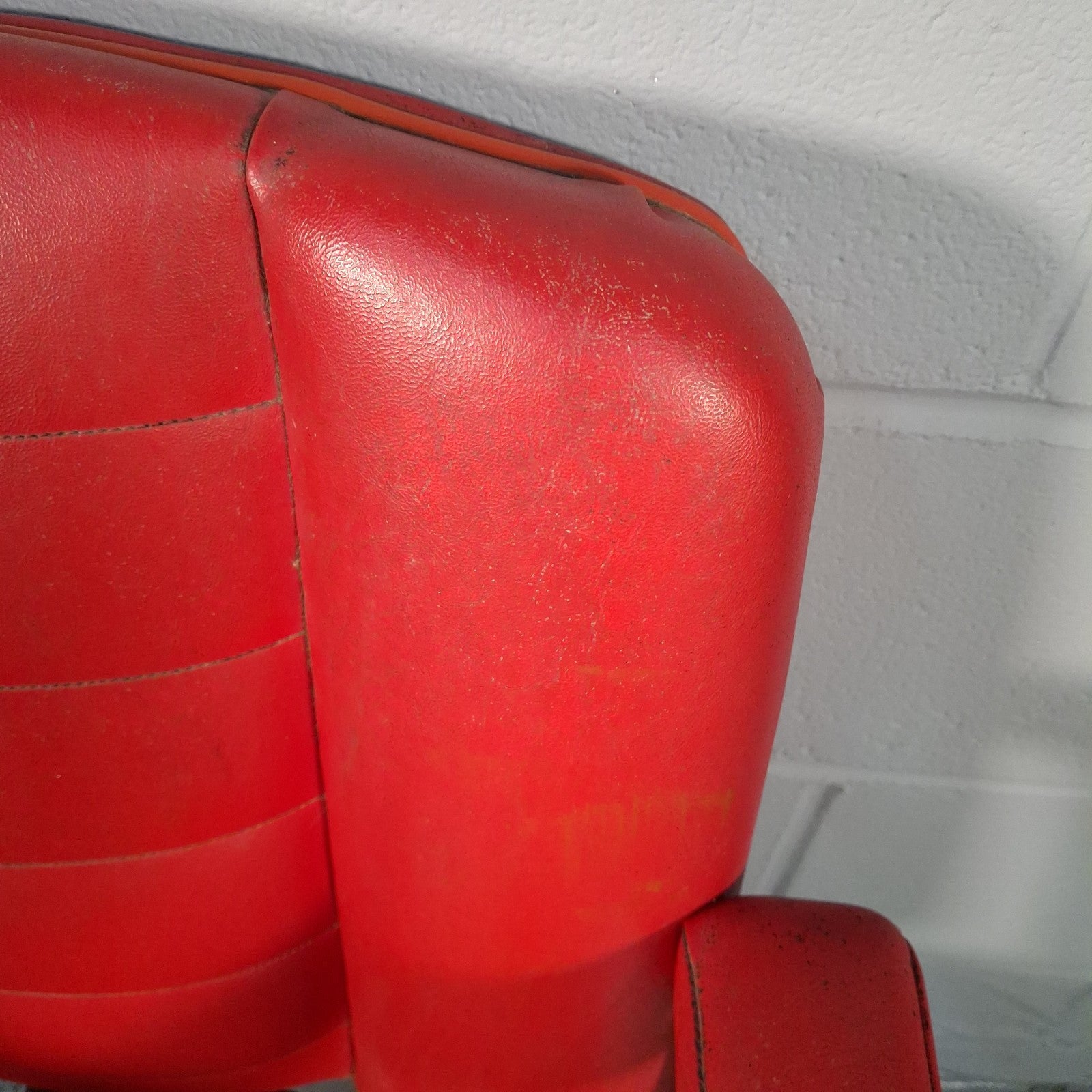 Vintage Red Vinyl Swivel Armchair | Barber Salon Style | Used | Restoration Project