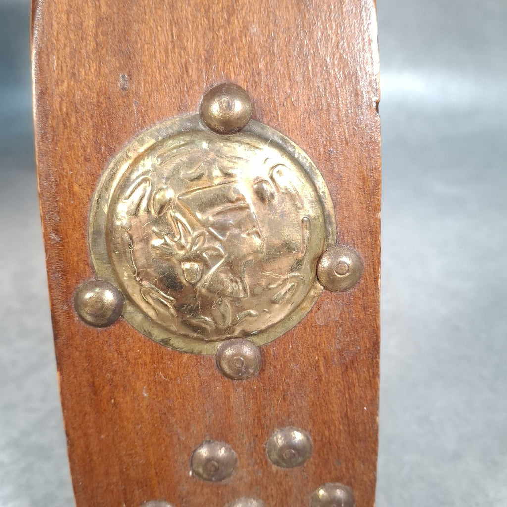 Vintage Egyptian Camel Saddle Foot Stool Cushion Brass Plates