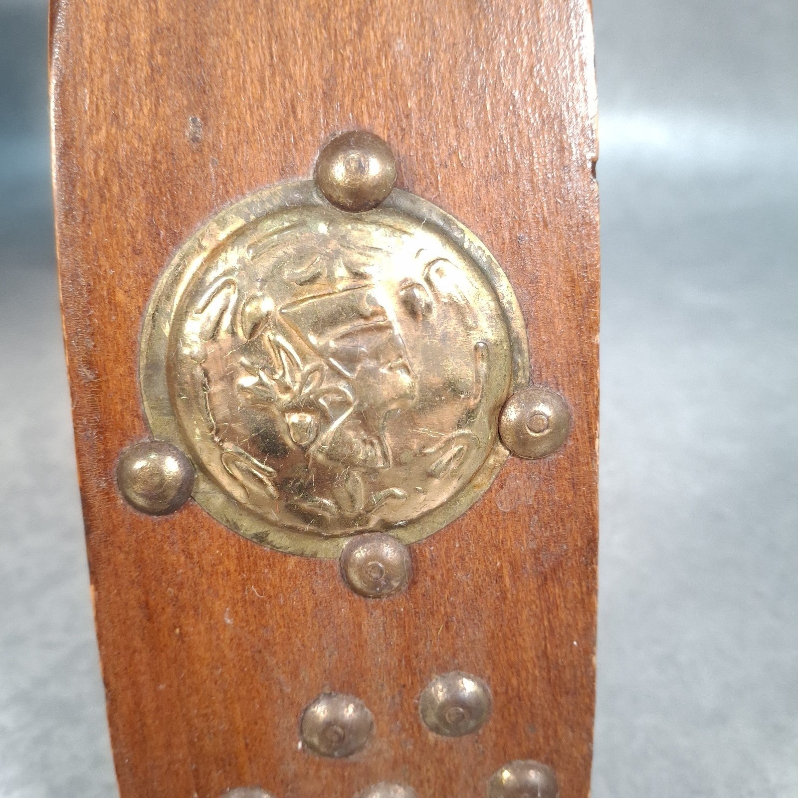 Vintage Egyptian Camel Saddle Foot Stool Cushion Brass Plates