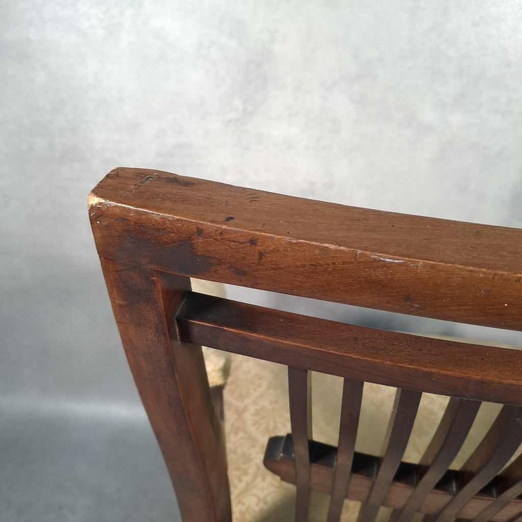 Edwardian Mahogany Elbow Armchair | Inlaid Back | Cut-Down Legs | Restoration Project | Used