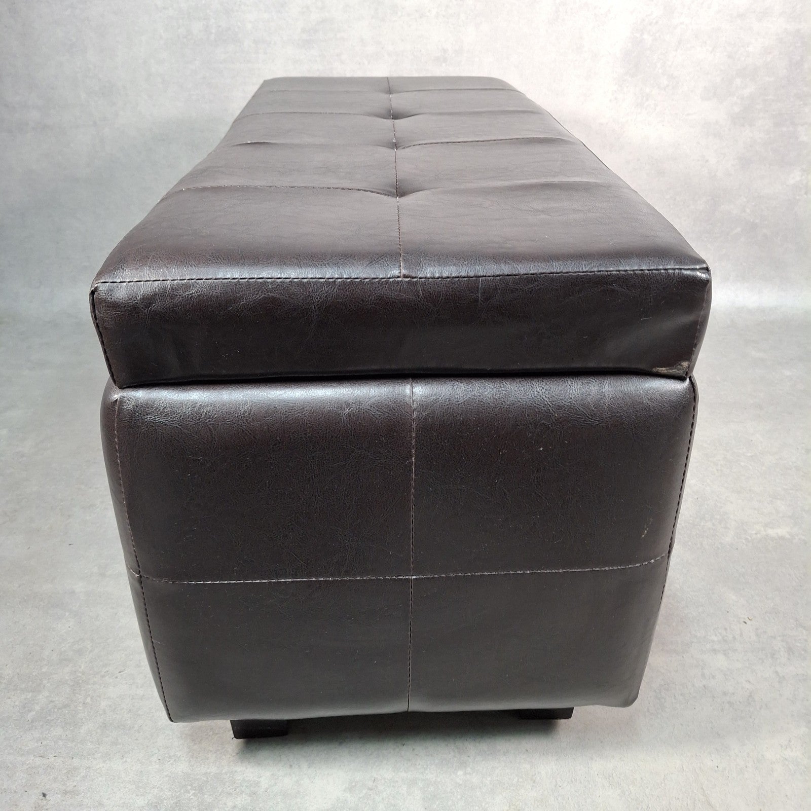 Brown Faux Leather Storage Ottoman Bench Seat Footstool Blanket Box Pouffe