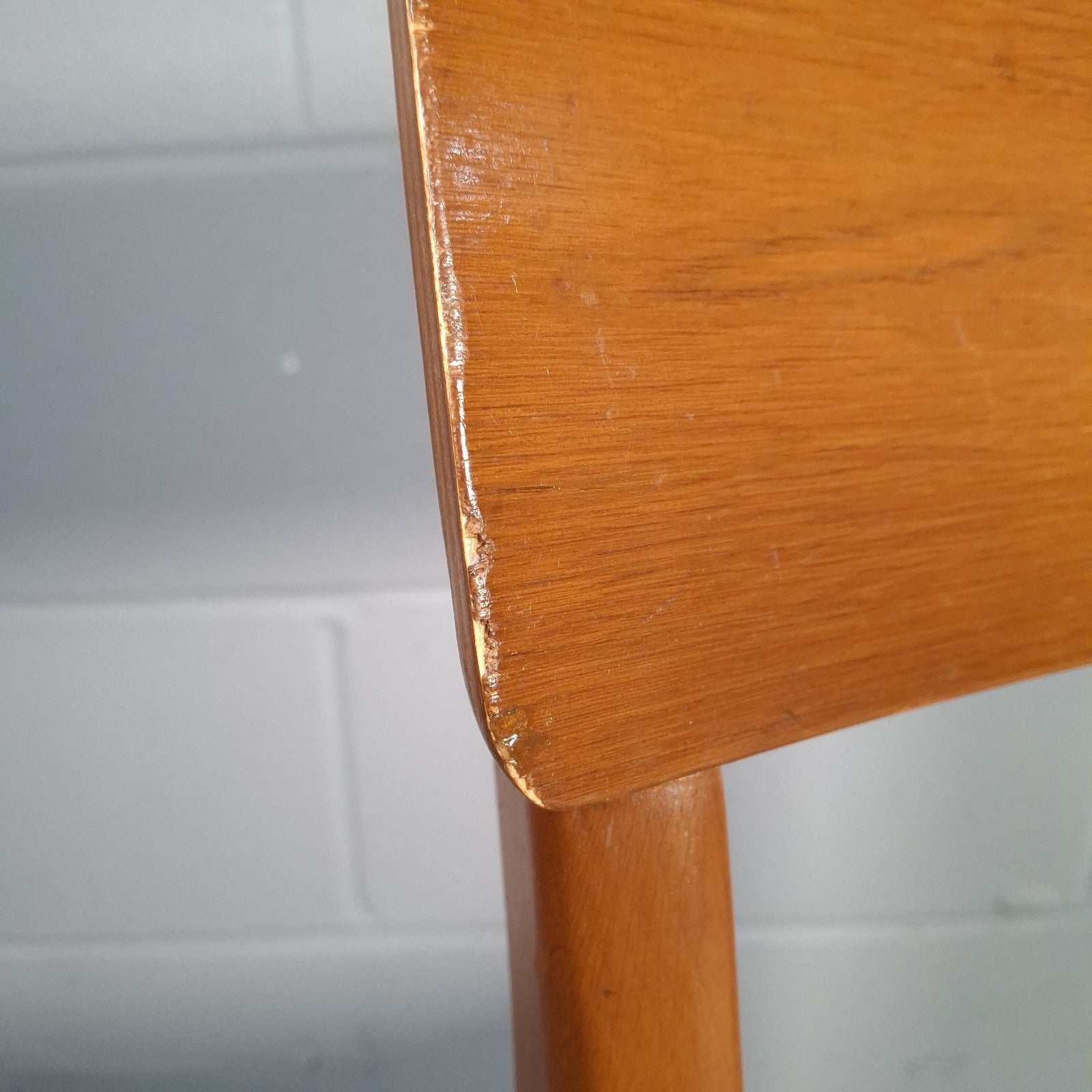 Vintage Mid-Century Modern Dining Chair | Teak Tone Wood & Woven Seat | Used | Previously Glued