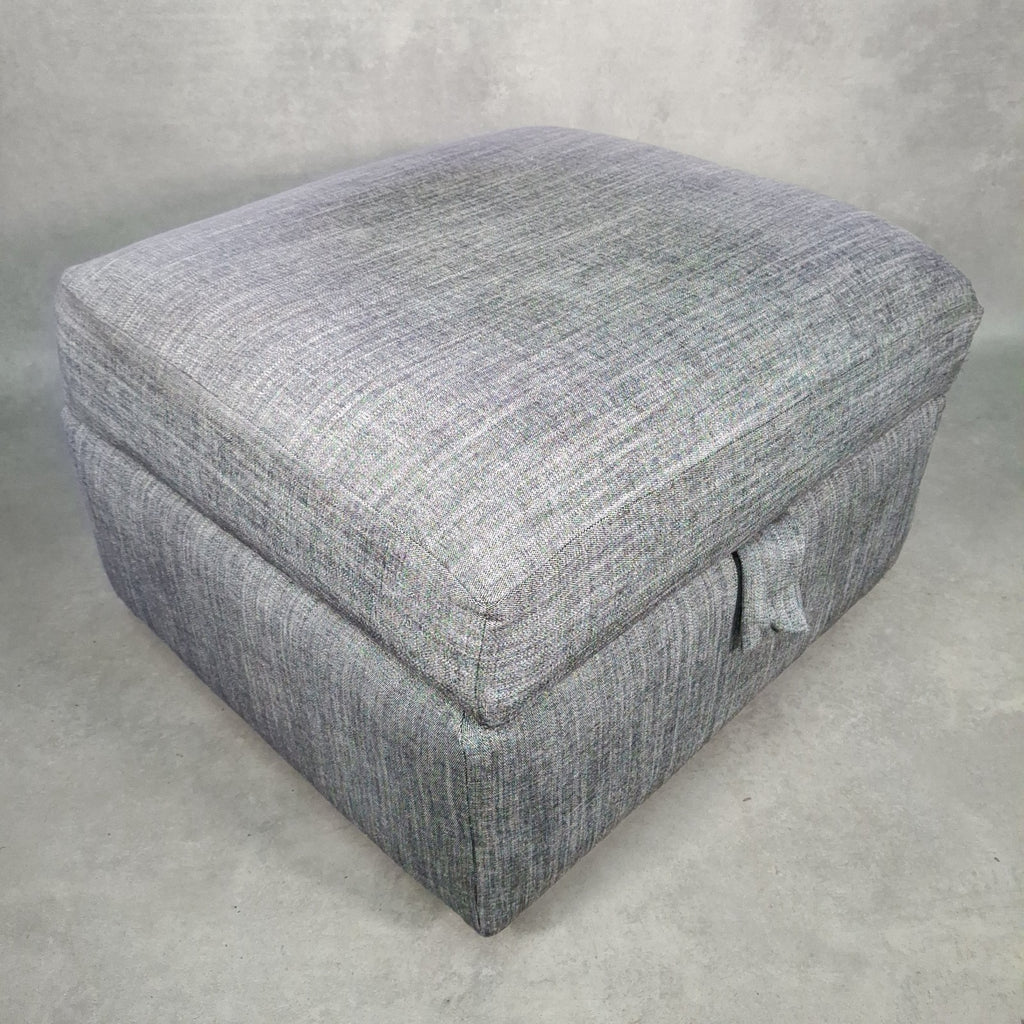 Grey Fabric Lift-Top Storage Ottoman on Castors | Reupholstered | Used