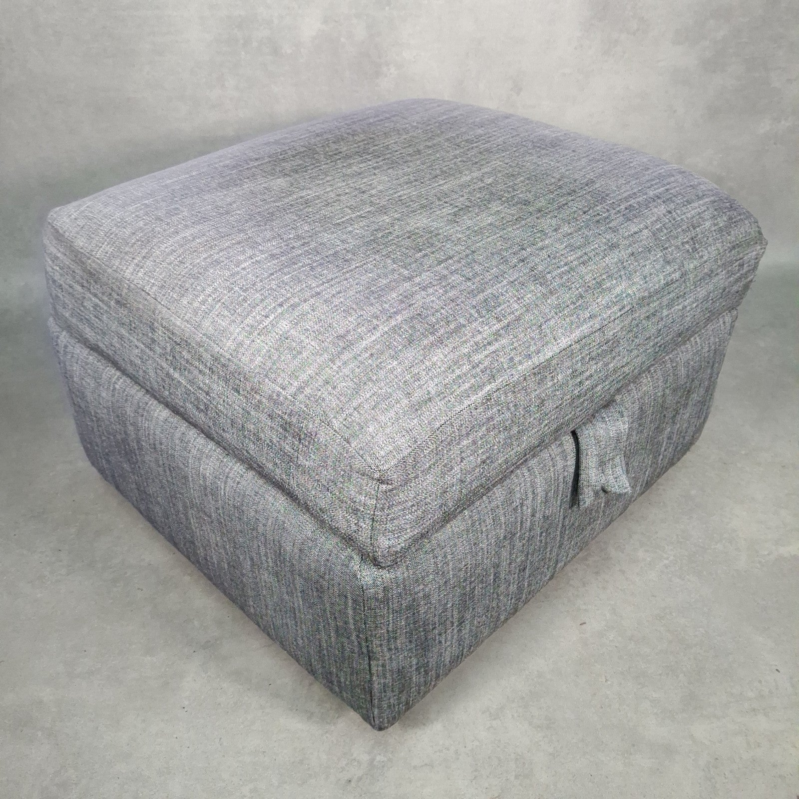Grey Fabric Lift-Top Storage Ottoman on Castors | Reupholstered | Used