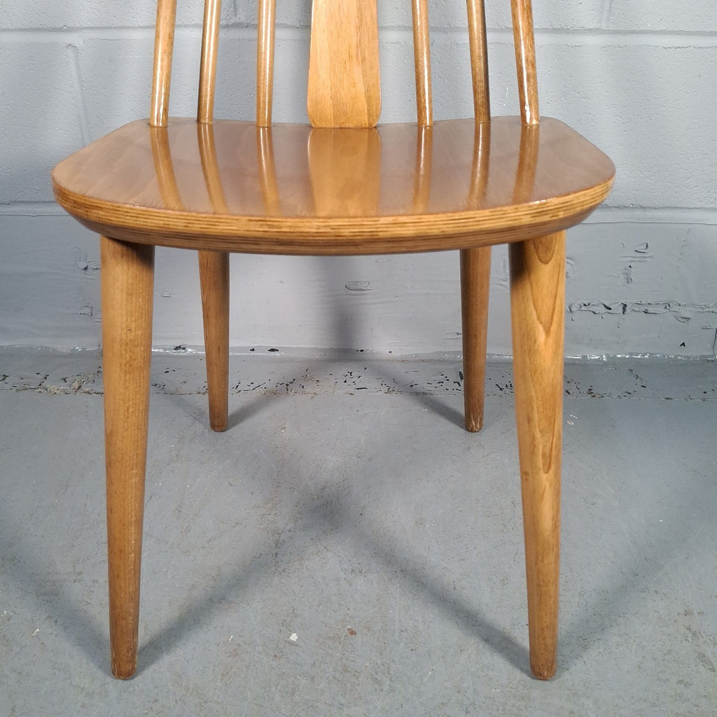 Mid Century Spindle Stick Back Chair with Shaped Central Splat Light Wood Prop