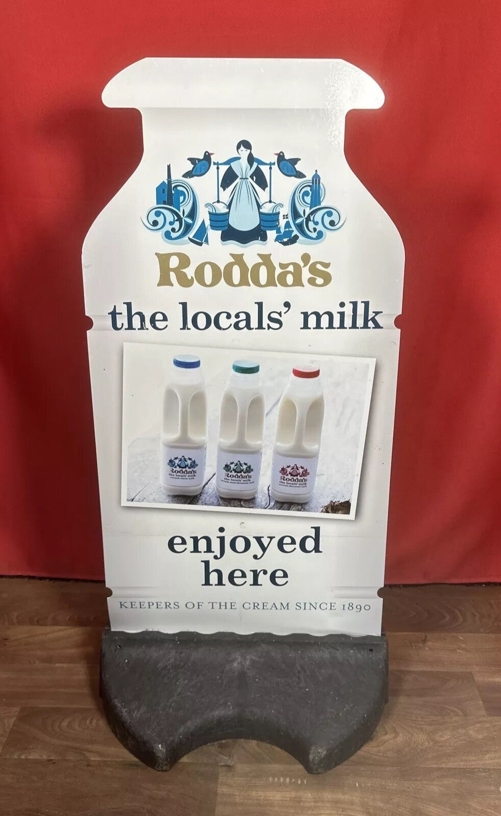 Rodda’s Party Cream Teas Milk Churn Shaped Sign Flexi Advertisement 88x42cm