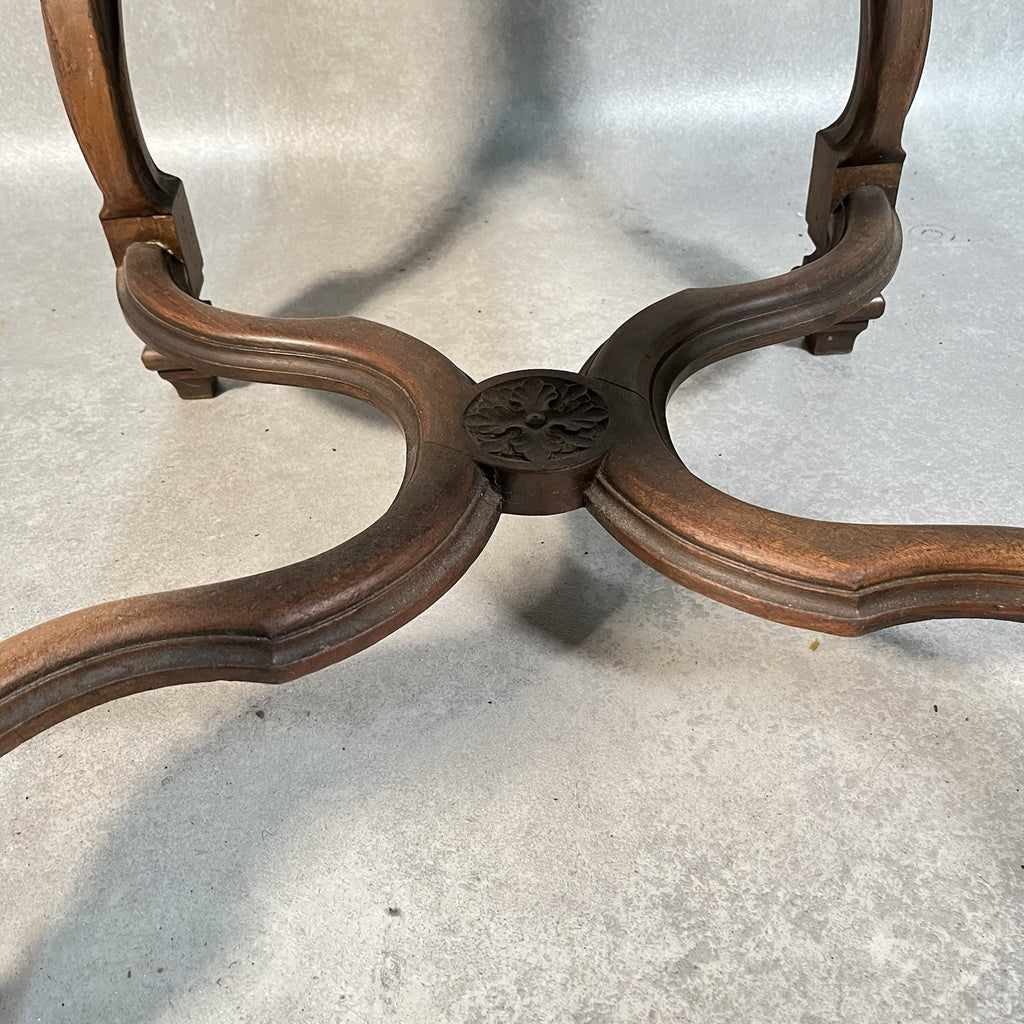 Antique Victorian Renaissance Revival Oak Hall Chair c.1880s Tooled Leather Seat