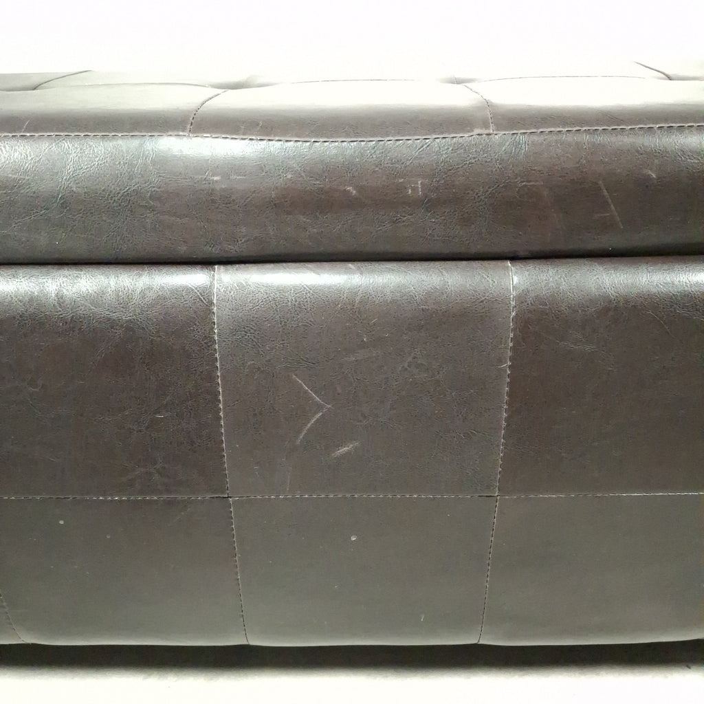 Brown Faux Leather Storage Ottoman Bench Seat Footstool Blanket Box Pouffe