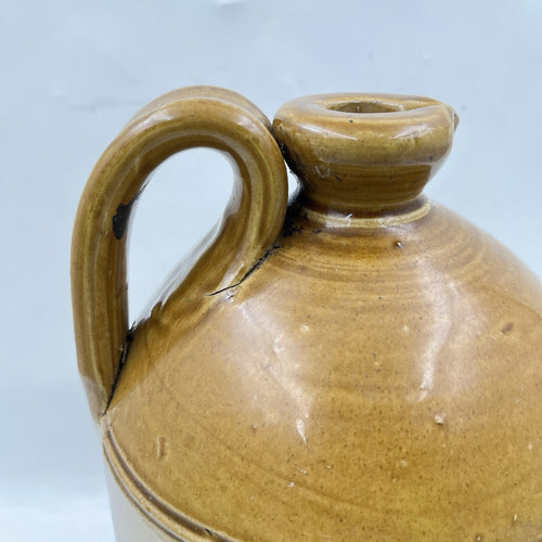 Antique British Salt Glazed Stoneware Flagon - Two-Tone Whisky Cider Jug, c.1900, 33cm, Used
