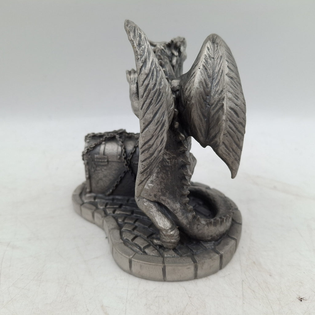 Tudor Mint Myth & Magic 'The Ferocious Dragon' Pewter Figurine No. 3865 - Blue Crystal - With Box - Pre-Owned