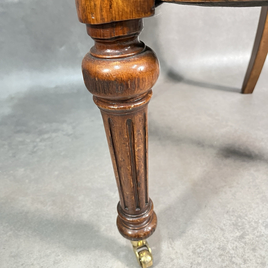 Victorian Scroll Back Mahogany Dining Chair | c.1880 | Brass Castors | Antique | Used