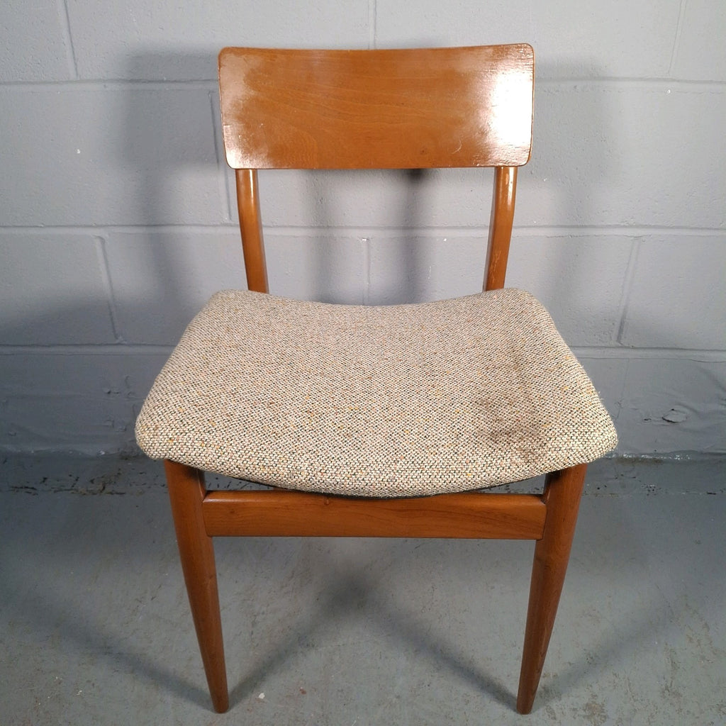 Vintage Mid-Century Modern Dining Chair | Teak-Tone Frame & Woven Seat | Used