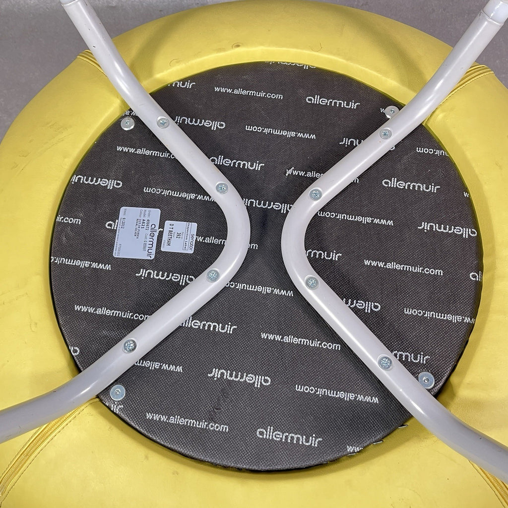Allermuir A621 Commercial Pouf Ottoman | Yellow Vinyl | Furka Regal Silver | 2012 | Used