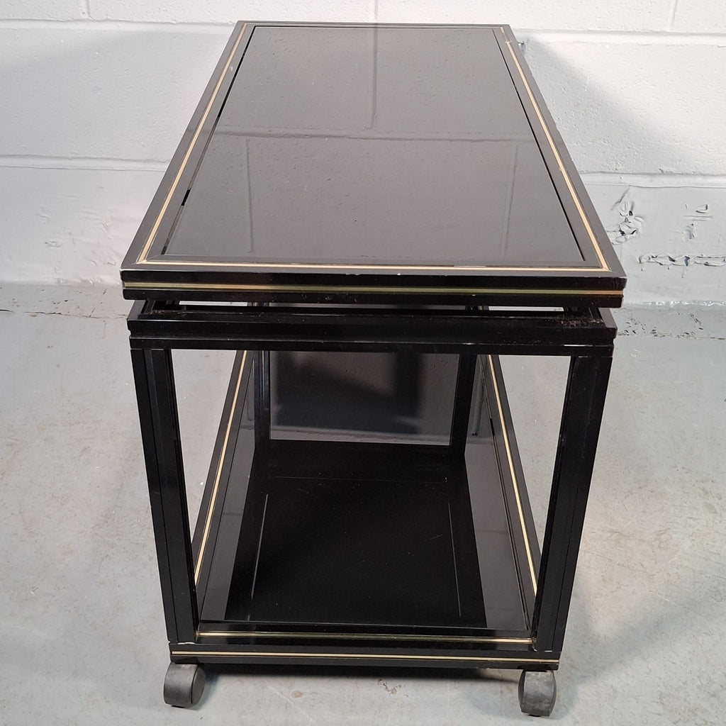 Pierre Vandel Paris Coffee Table On Castors Vintage Black & Gold Two Tier