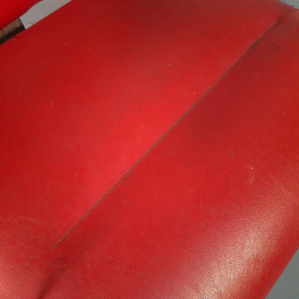 Vintage Red Vinyl Swivel Armchair | Barber Salon Style | Used | Restoration Project