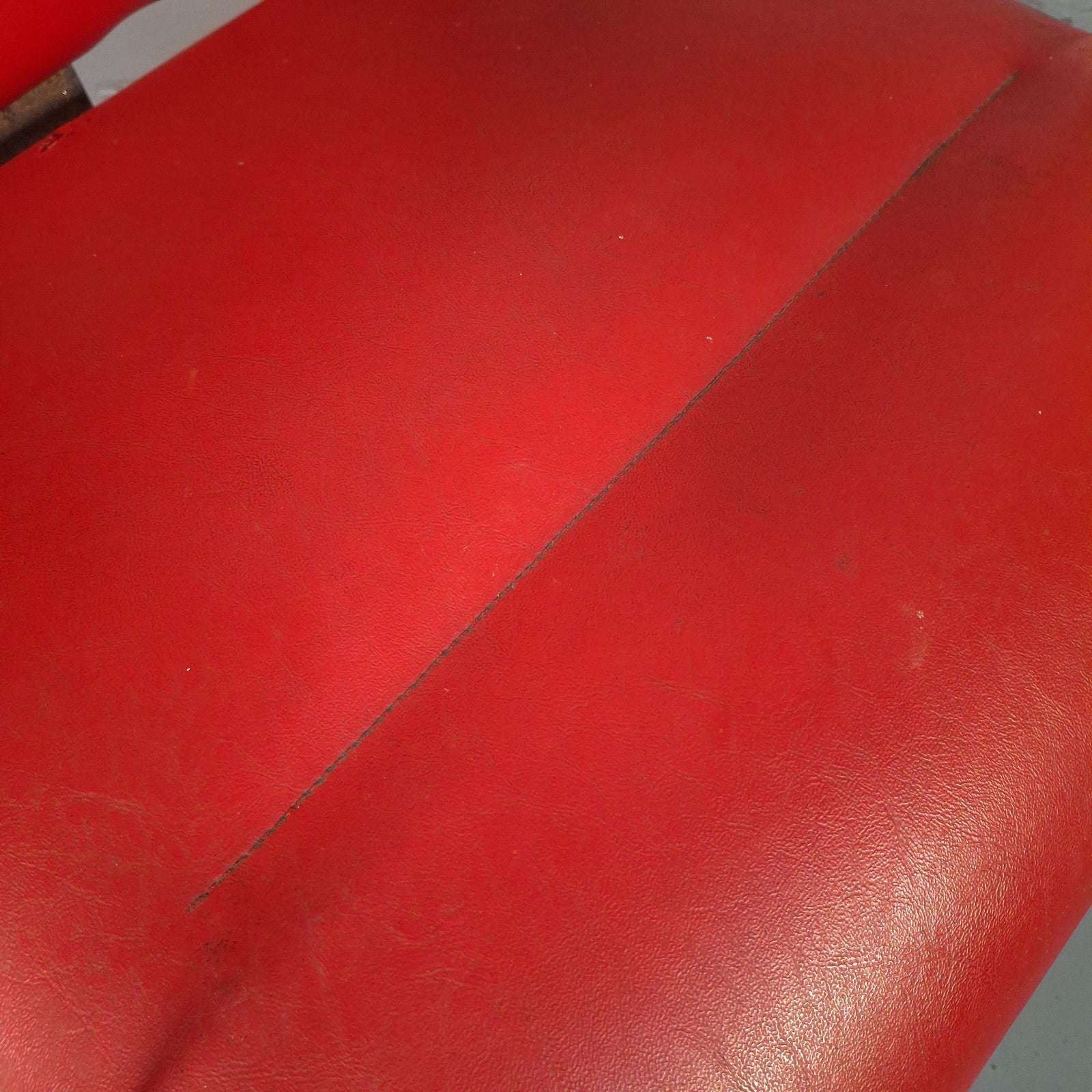 Vintage Red Vinyl Swivel Armchair | Barber Salon Style | Used | Restoration Project