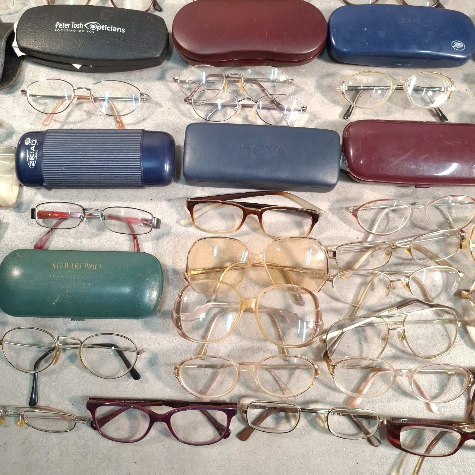 Job Lot of 91 Vintage Prescription Glasses & Spectacles | Mixed Eras | Many with Cases