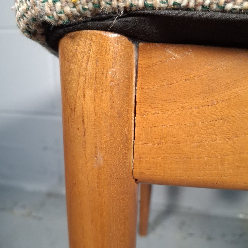Vintage Mid-Century Modern Dining Chair | Teak Tone Wood & Woven Seat | Used | Previously Glued