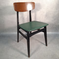Vintage 1960s Mid-Century School Chair | Green Vinyl Seat & Bent Ply Backrest | Black Frame | Used