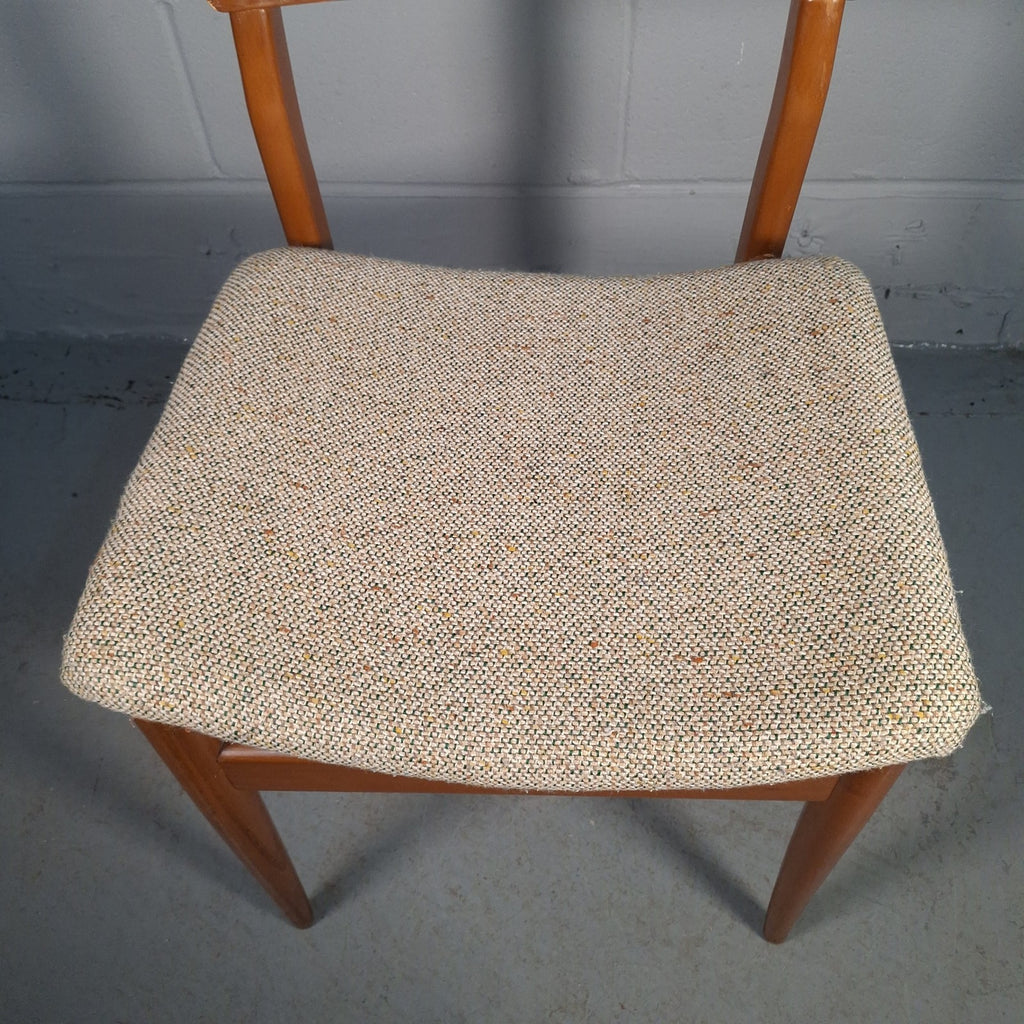 Vintage Mid-Century Modern Dining Chair | Teak Tone Wood & Woven Seat | Used | Previously Glued