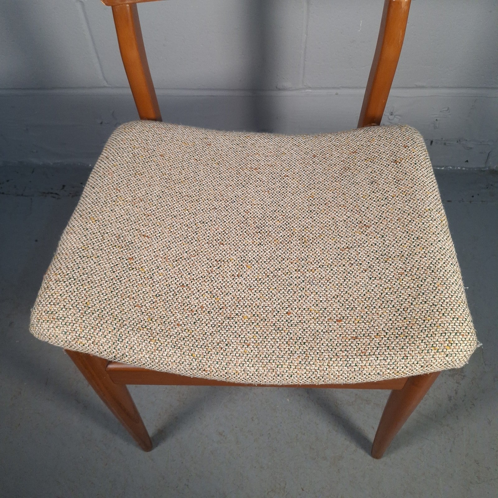 Vintage Mid-Century Modern Dining Chair | Teak Tone Wood & Woven Seat | Used | Previously Glued