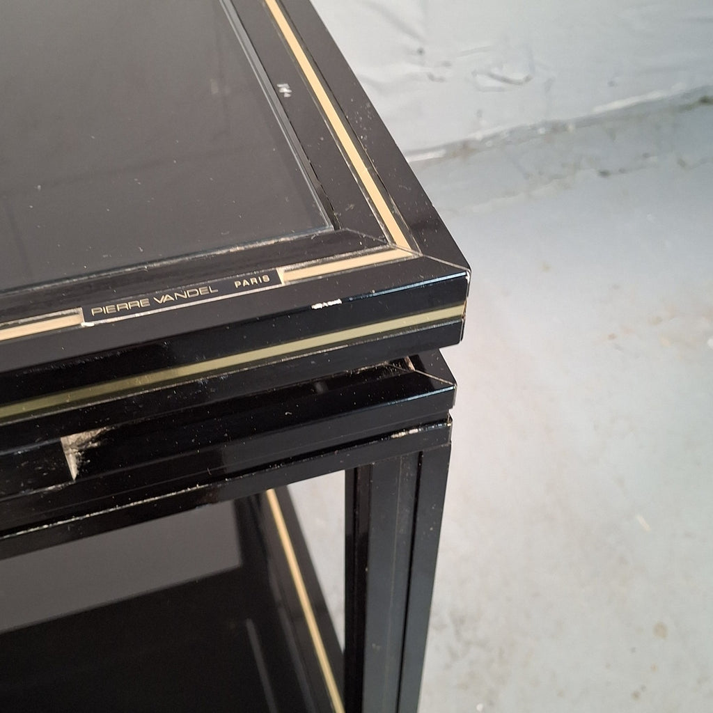 Pierre Vandel Paris Coffee Table On Castors Vintage Black & Gold Two Tier