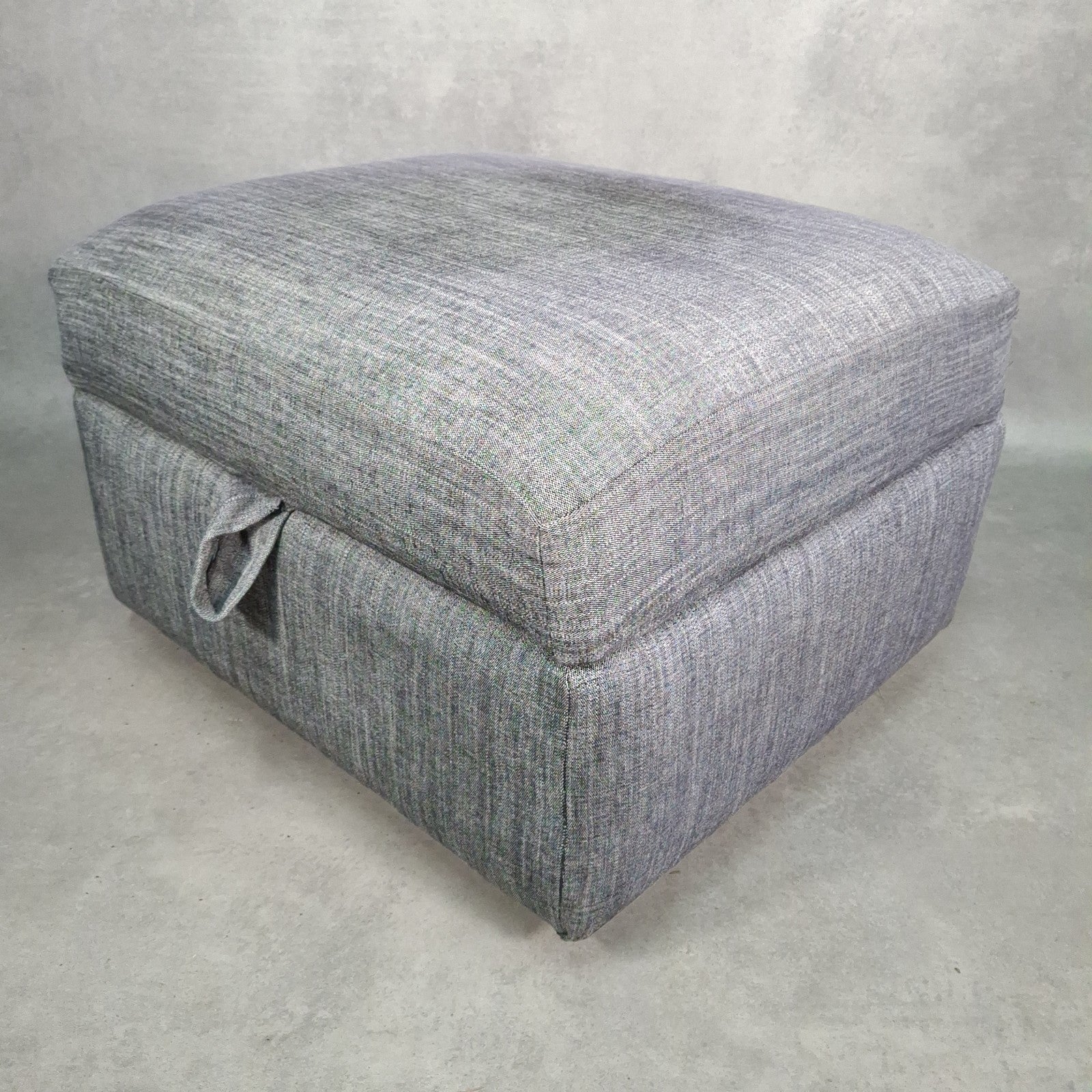 Grey Fabric Lift-Top Storage Ottoman on Castors | Reupholstered | Used