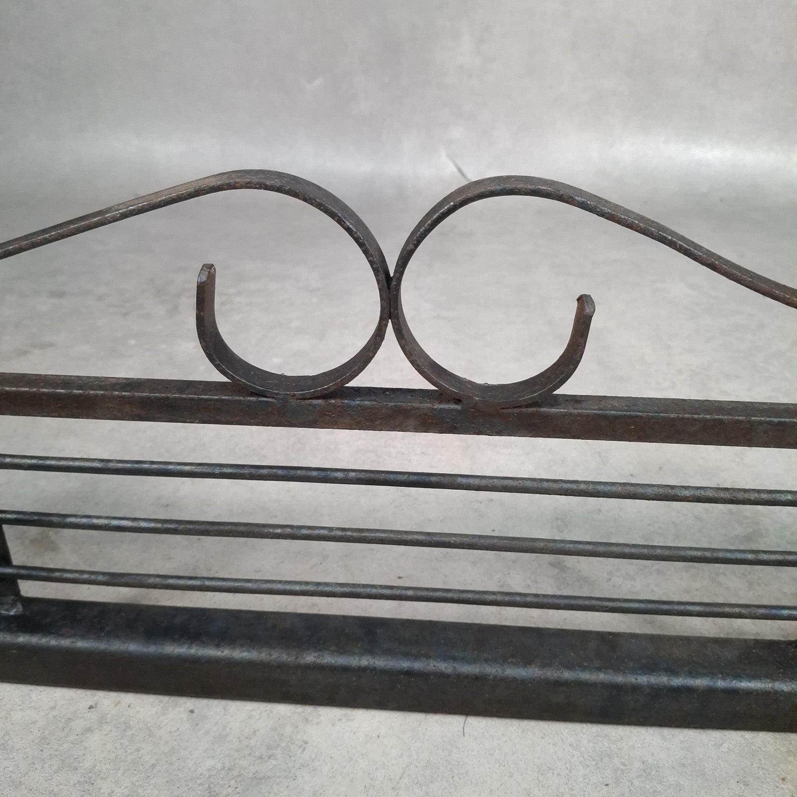 Vintage Black Metal Fireplace Fender | Hearth Kerb Guard | Wrought Iron Style | Used