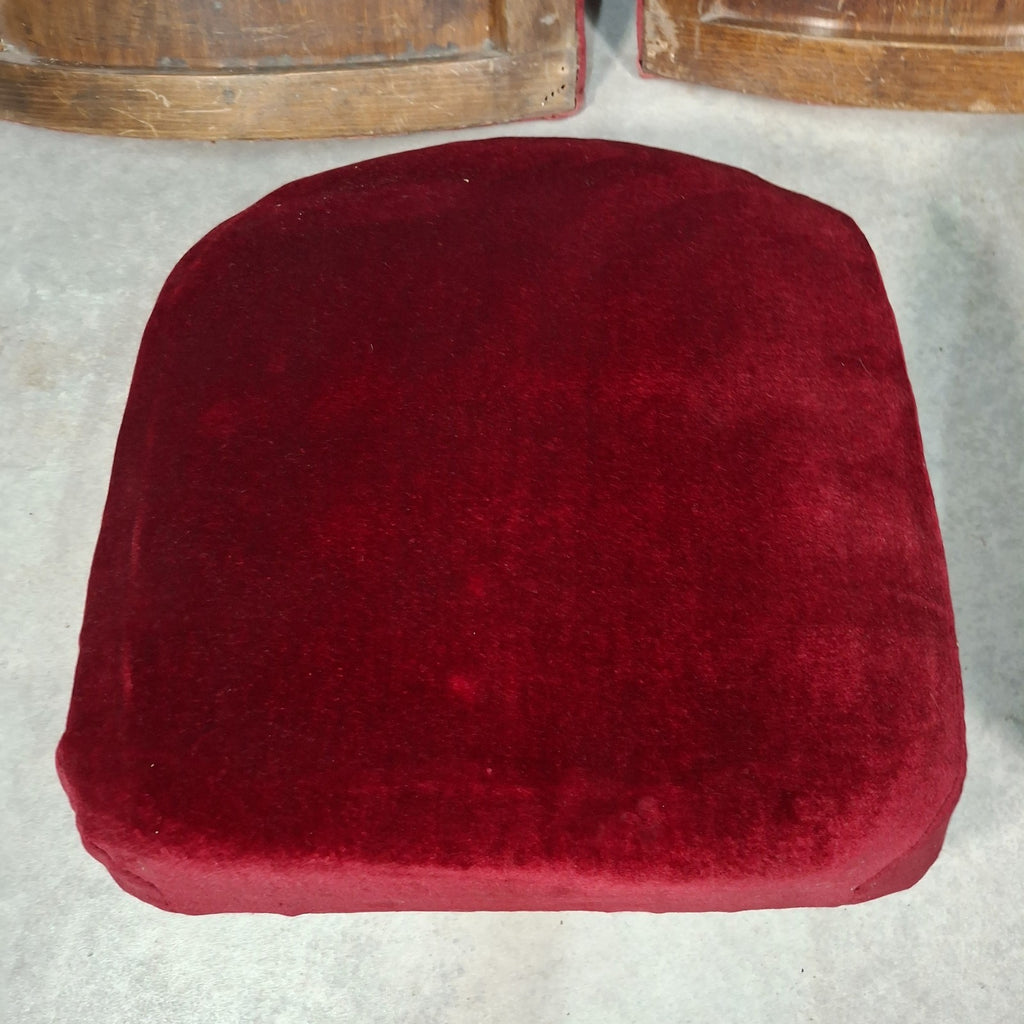 Art Deco Vintage Twin Cinema Theatre Fold-Up Seats | Red Fabric | Original Row Numbers