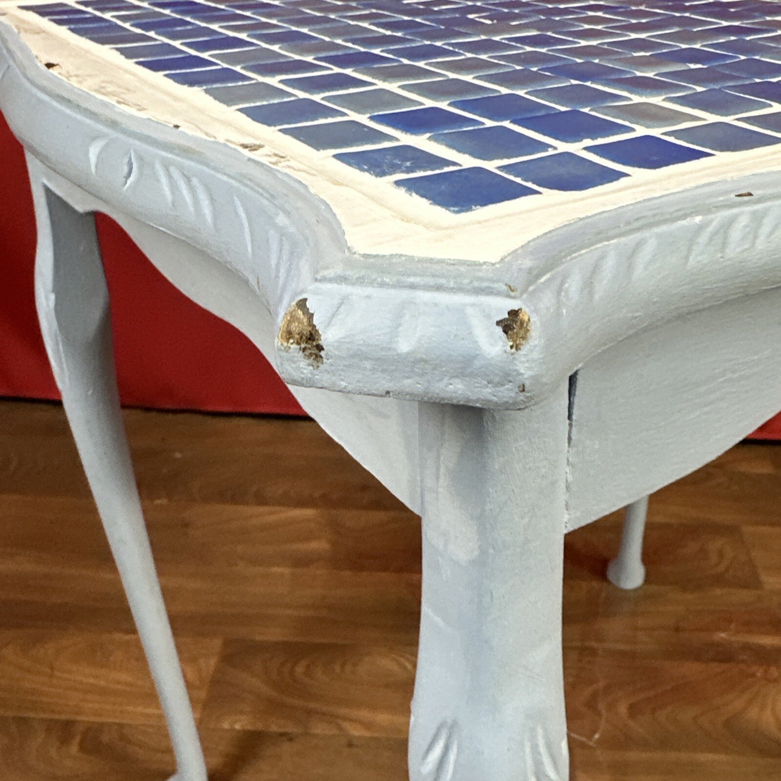 Tiled Top Mosaic Side Table Baby Blue Home Made Custom Table
