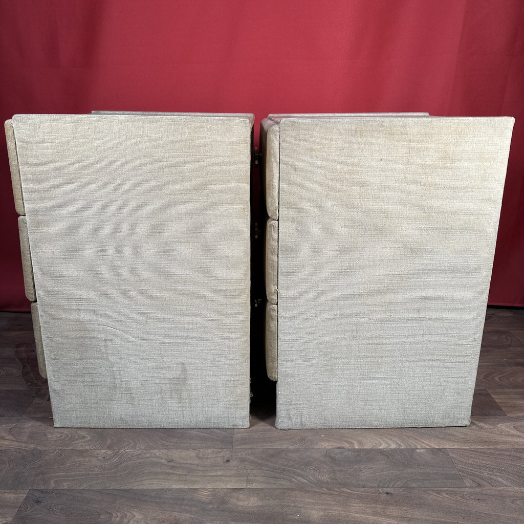 Velvet Bedside Vanity Cabinets Tables Mid Century 1970s Beige