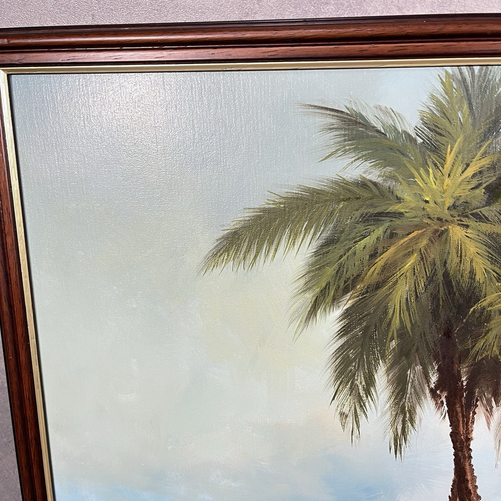 Signed Original Painting on Board | Desert Camel Scene with Travellers | J. Perkins | Framed | Used