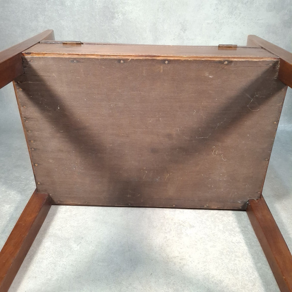 Piano Vanity Table Stool Wooden with Storage Upholstered Seat Mid Century