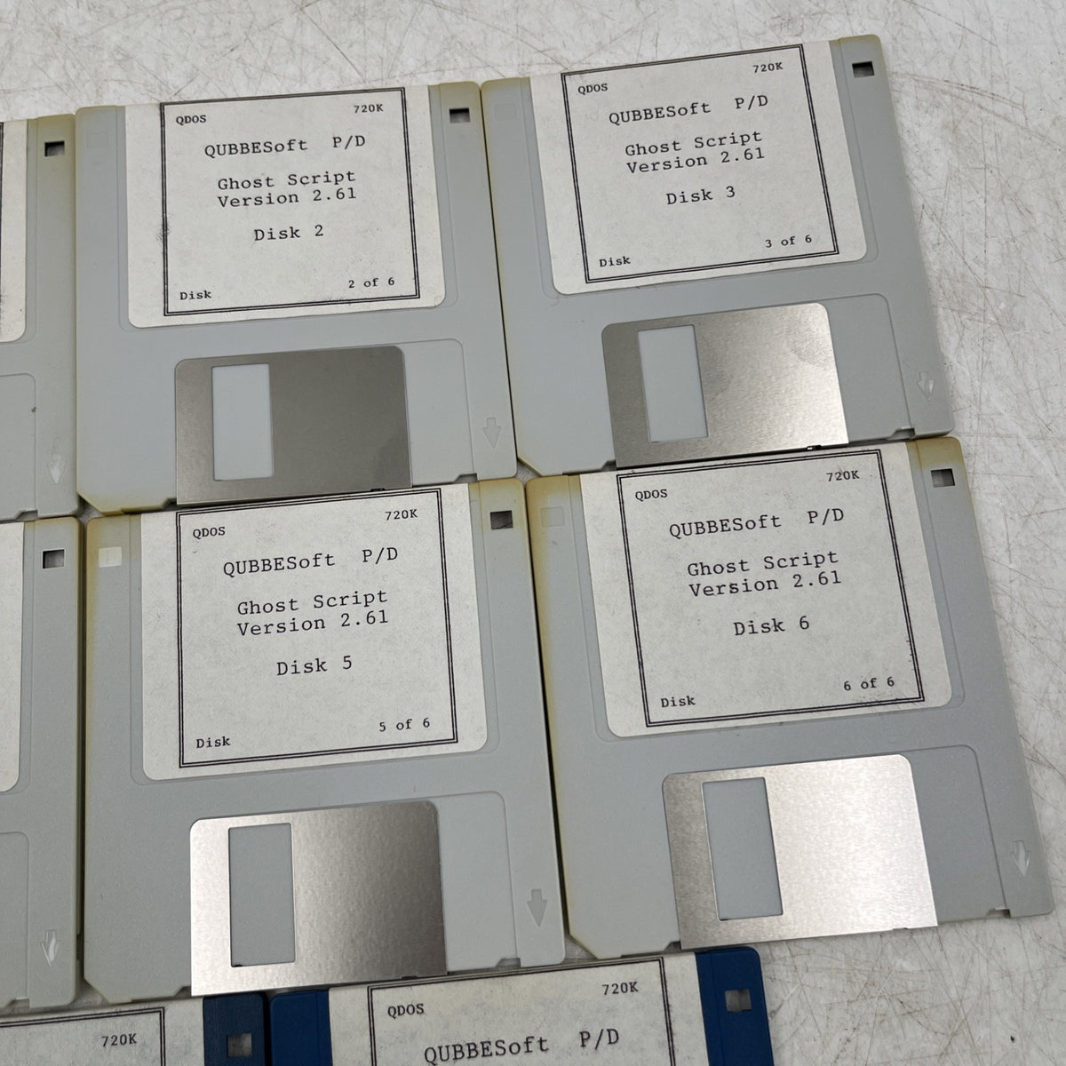 QUBBESoft Sinclair QL Floppy Disk Set - Ghost Script v2.61 (6 Disks) + PSION Xchange + PD Catalogue - QDOS 720K - Used