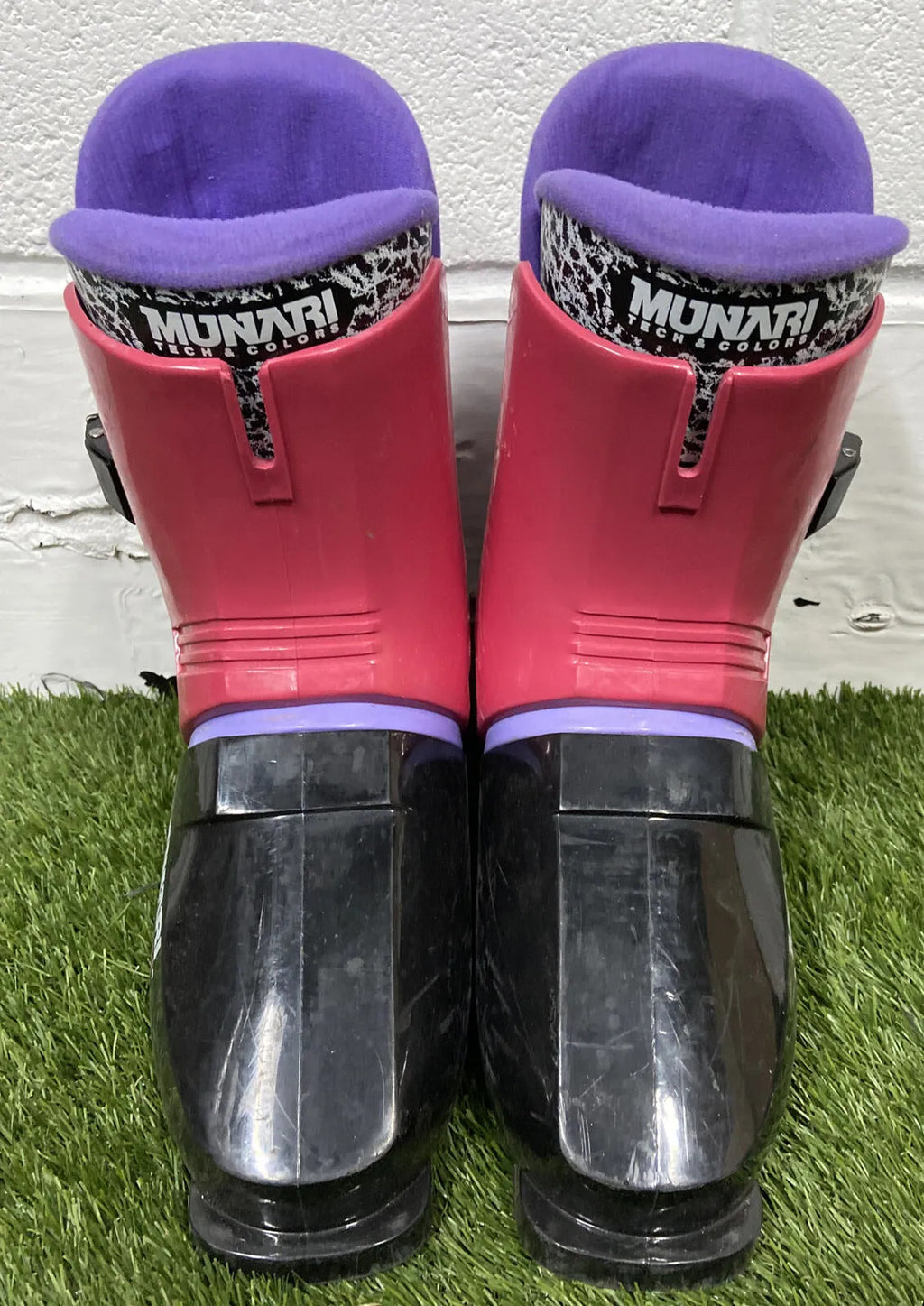 Munari Tech Color MS 22 Vintage 1990s Ski Boots - Black, Rubin & Violet - MP 25 / UK 6.5 - Made in Italy - Boxed