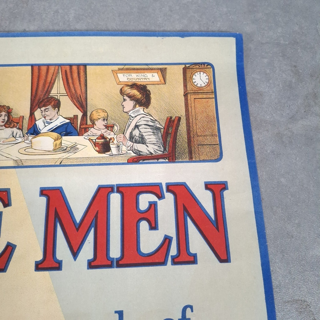 Very Rare Original 1915 WW1 British Propaganda Recruitment Poster Single Men