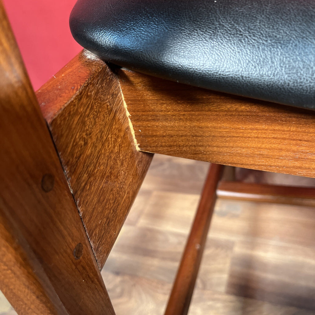 Glostrup Møbelfabrik Vintage Teak & Skai Chair | Danish 1960s Mid-Century | Black Vinyl | Used