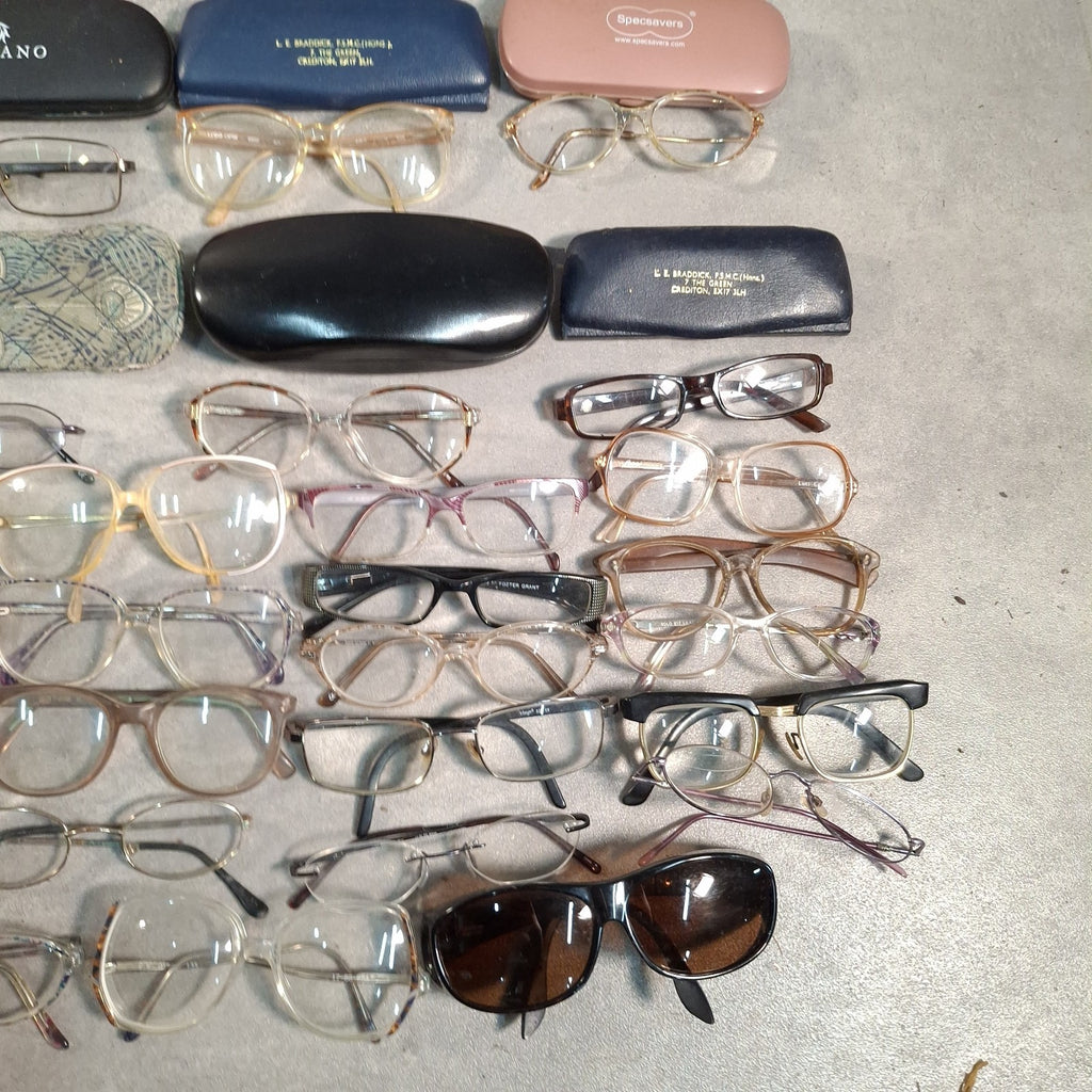 Job Lot of 91 Vintage Prescription Glasses & Spectacles | Mixed Eras | Many with Cases