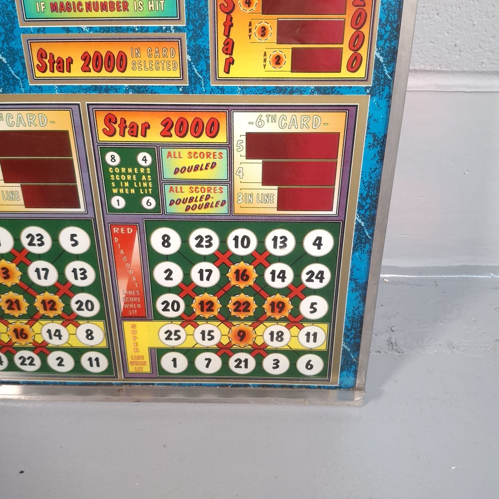 Bingo Continental Pinball Machine Glass Artwork Panel | Vintage 1980s/90s | Wall Art | Used