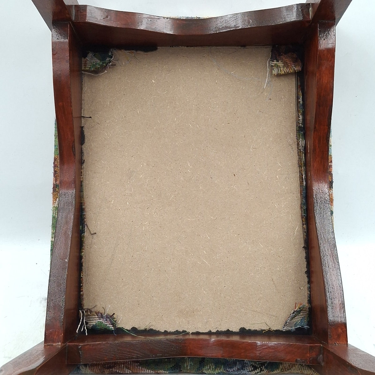 Floral Tapestry Upholstered Mahogany Footstool - Queen Anne Style - Cabriole Legs - Vintage - Pre-Owned