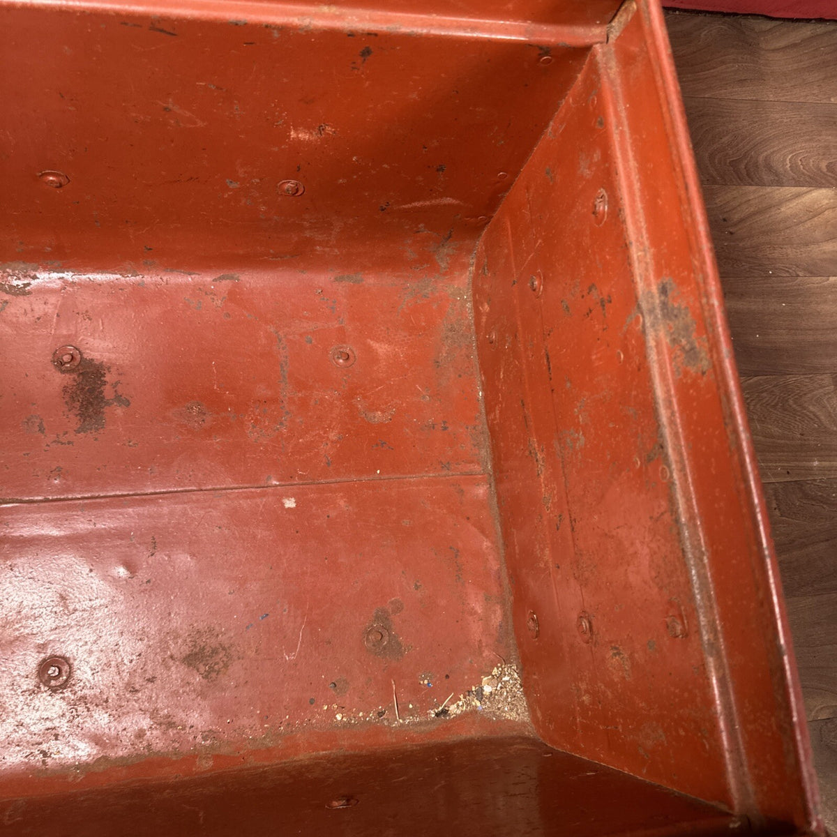 Large Vintage Metal Dome-Top Steamer Trunk - Storage Chest, Stage Prop, One Latch Missing, Used