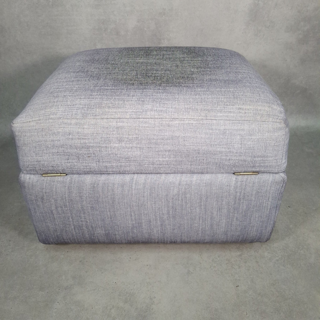 Grey Fabric Lift-Top Storage Ottoman on Castors | Reupholstered | Used