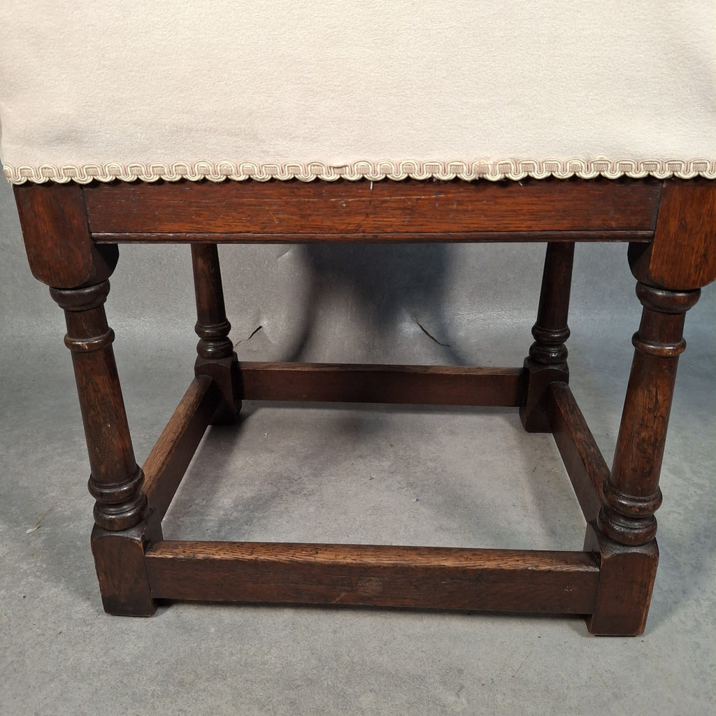 Parker Knoll Vintage Upholstered Footstool Ottoman Turned Legs Stool