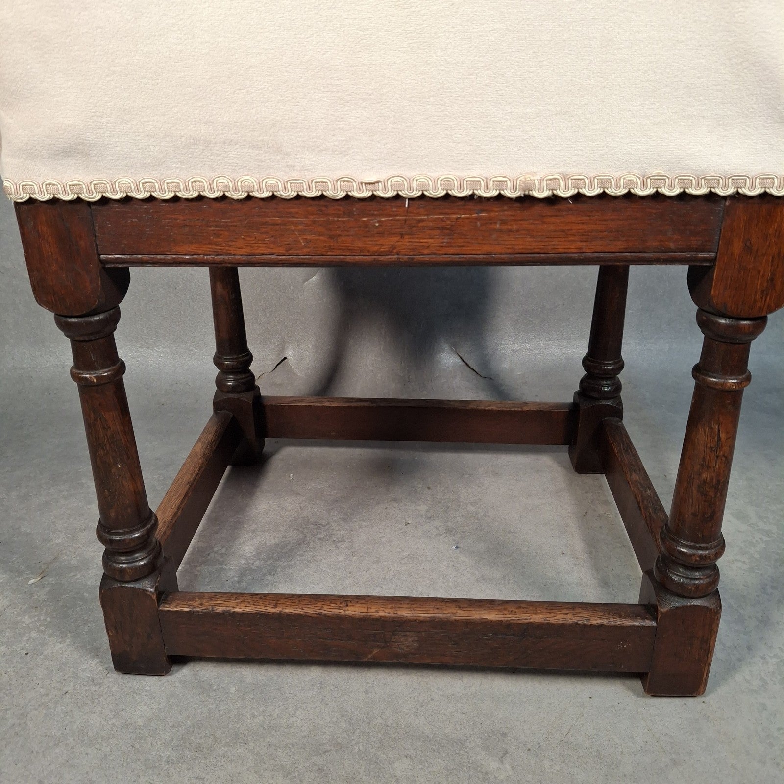 Parker Knoll Vintage Upholstered Footstool Ottoman Turned Legs Stool