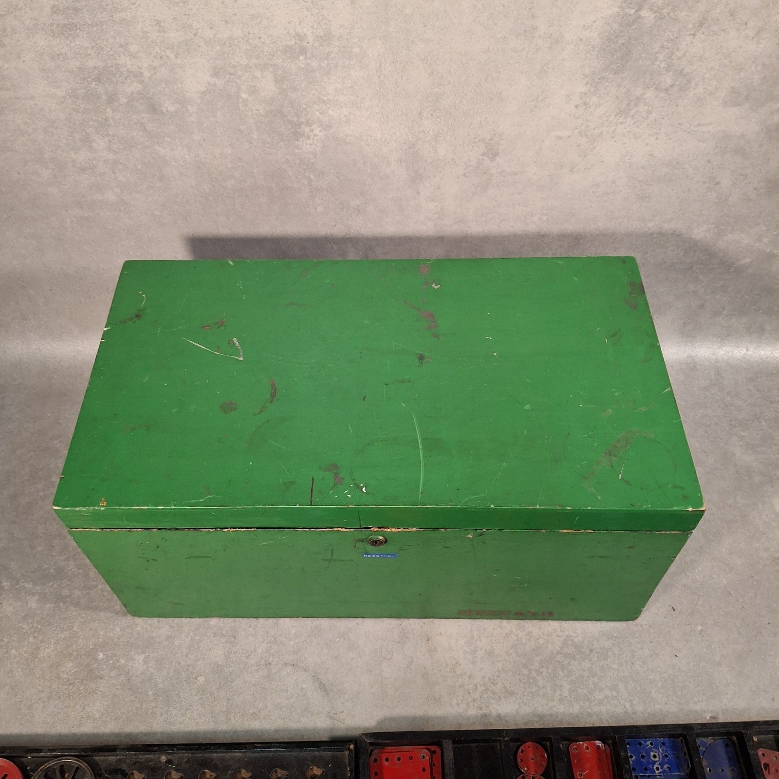 Made In England Meccano 1940s Vintage Set In Original Wooden Box Wheels Plates +