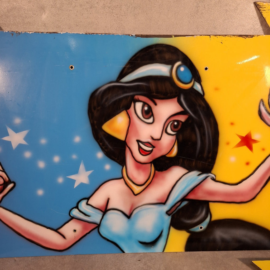 Vintage Fairground Princess Ride Sign Panels | Airbrushed Character Art | Pair | Used | 122cm
