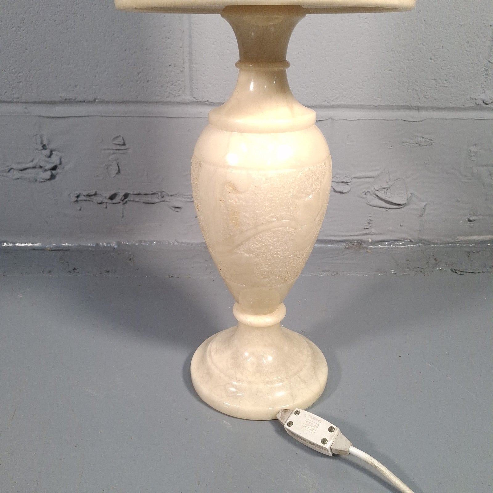 Vintage Alabaster Table Lamp with Matching Alabaster Shade | Mid-Century | Tested & Working | Used