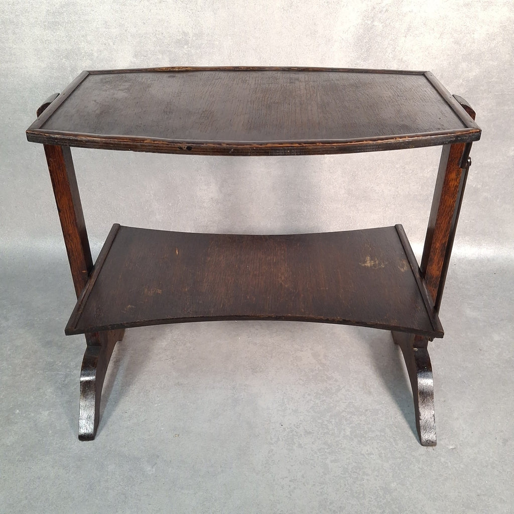 Vintage Art Deco Folding Two‑Tier Side Table / Fire Screen Plant Stand Prop
