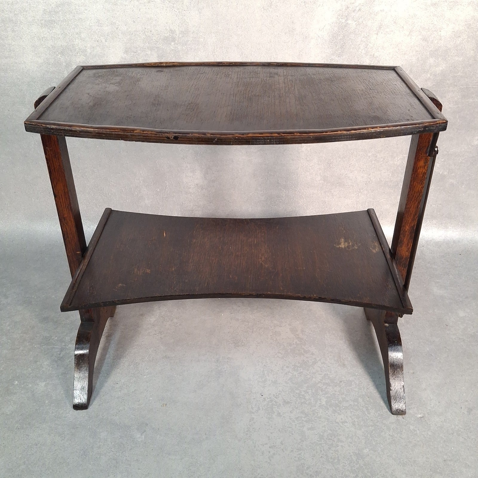 Vintage Art Deco Folding Two‑Tier Side Table / Fire Screen Plant Stand Prop